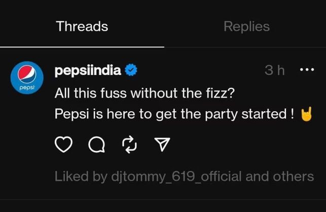 Pepsi india Brand reaction on threads by meta
